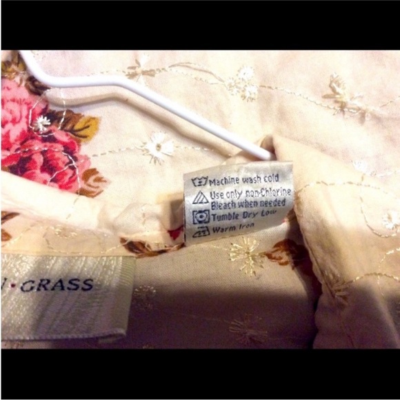 LEMON GRASS Textured FLORAL Print Button-Up Shirt Size LARGE - Picture 6 of 11